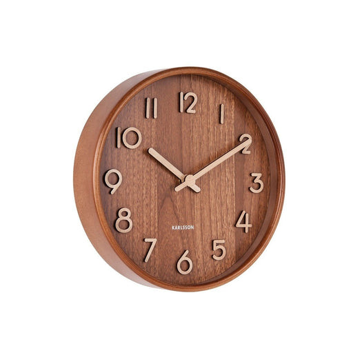 Wall Clock Pure - Small - Dark Wood - 22 cm - Bijzondercadeau.nl
