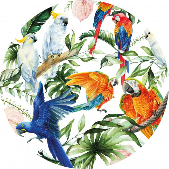 Wandcirkel Tropische Vogels - Ø 80 cm - Heinen Delfts Blauw