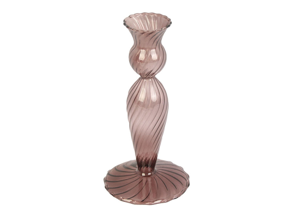 Candle holder Swirl - Chocolate Brown - 17cm