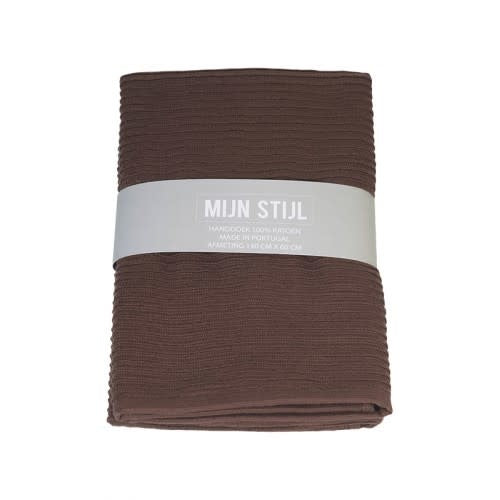 Handdoek XL Bruin 130 x 60 cm met banderol | Mijn Stijl