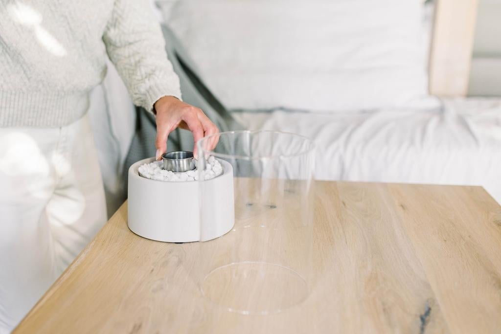 Stonefire bioethanol tafelhaard wit close-up bovenaanzicht