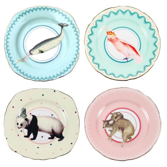 Cake plates Set of 4 (whale, koala, panda, parrot) 16cm