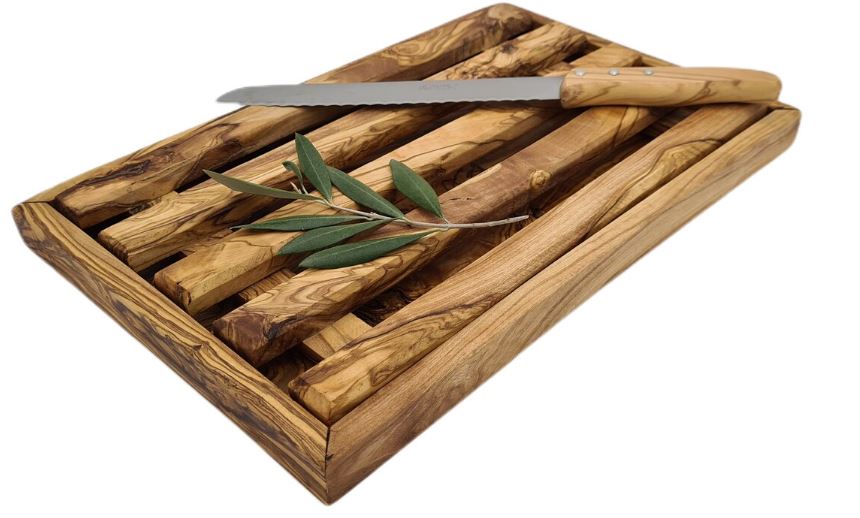 Bread Cutting Board Olive wood with collection - 41cmx30cm