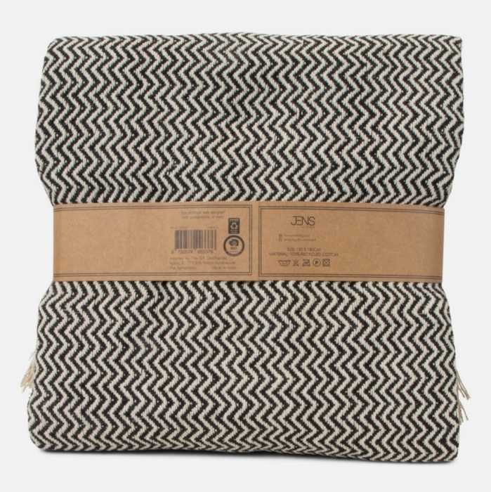 Recycled Cotton Plaid Visgraat Zwart | Jens Living