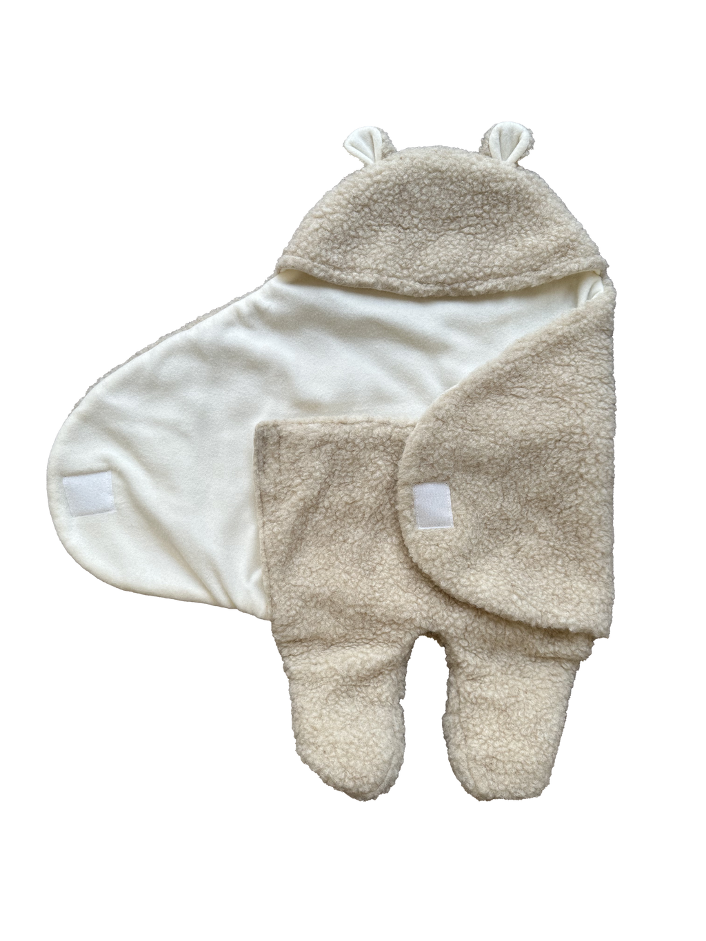 Schlafsack BÄR / TEDDY - Baby - 100 % Wolle Creme-Weiß