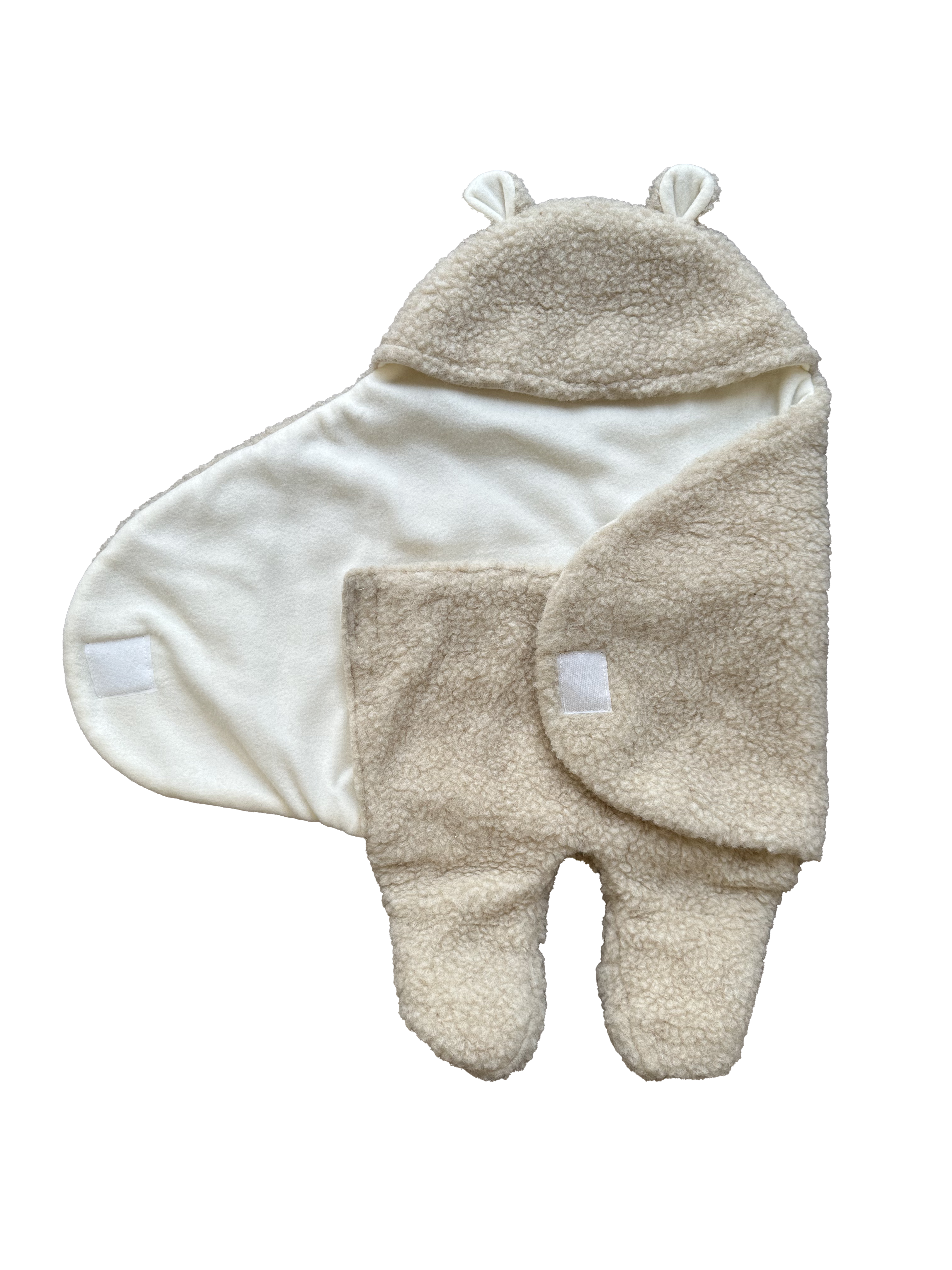 Schlafsack BÄR / TEDDY - Baby - 100 % Wolle Creme-Weiß