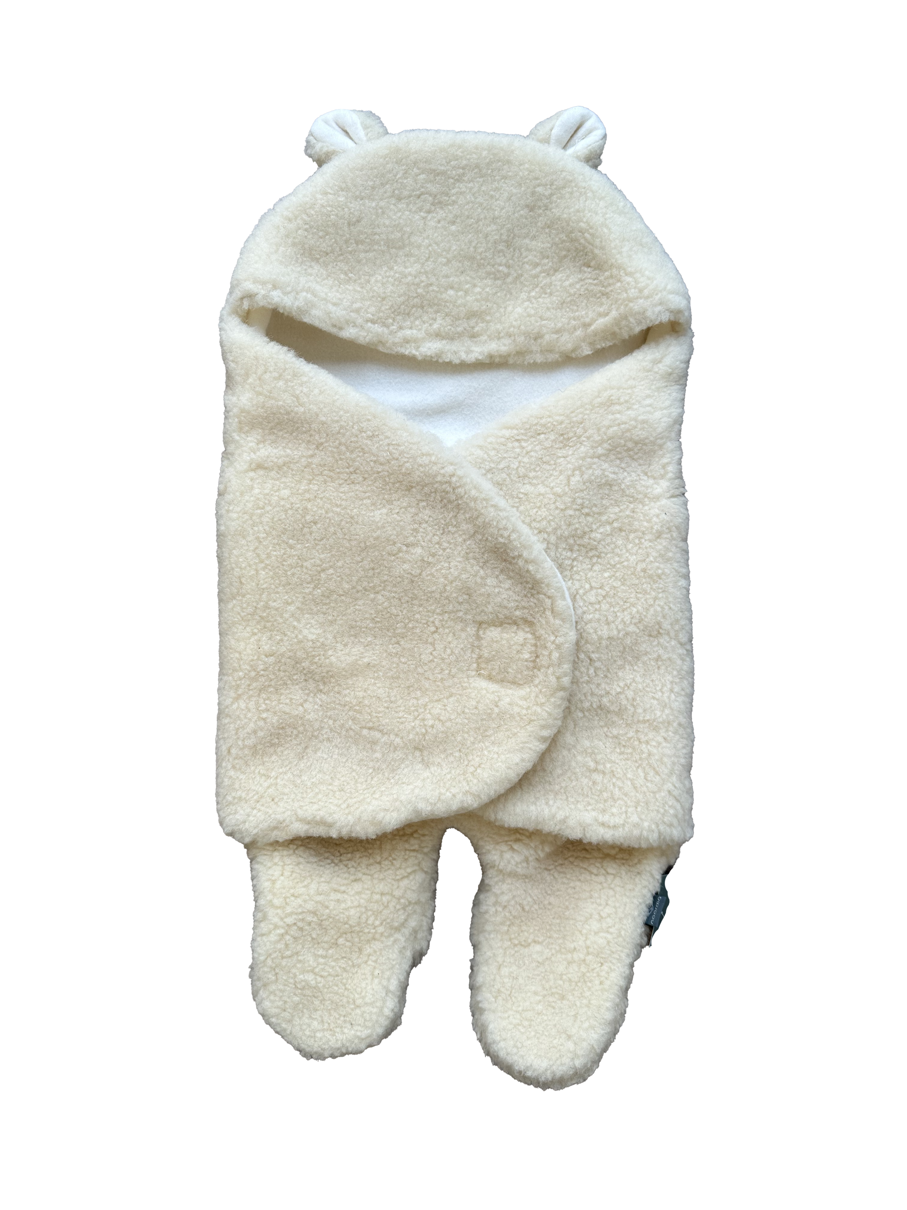 Schlafsack BÄR / TEDDY - Baby - 100 % Wolle Creme-Weiß