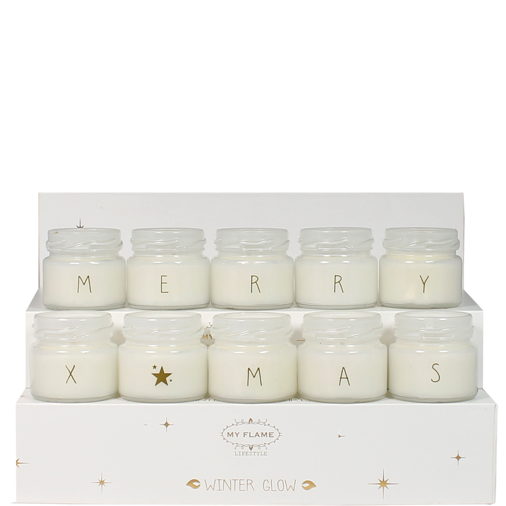 Sojakerzen – Merry X-Mas – Weiß in luxuriöser Geschenkbox – Duft: Winter Glow 