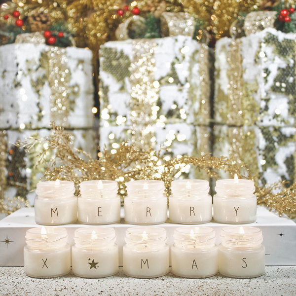 Sojakerzen – Merry X-Mas – Weiß in luxuriöser Geschenkbox – Duft: Winter Glow 