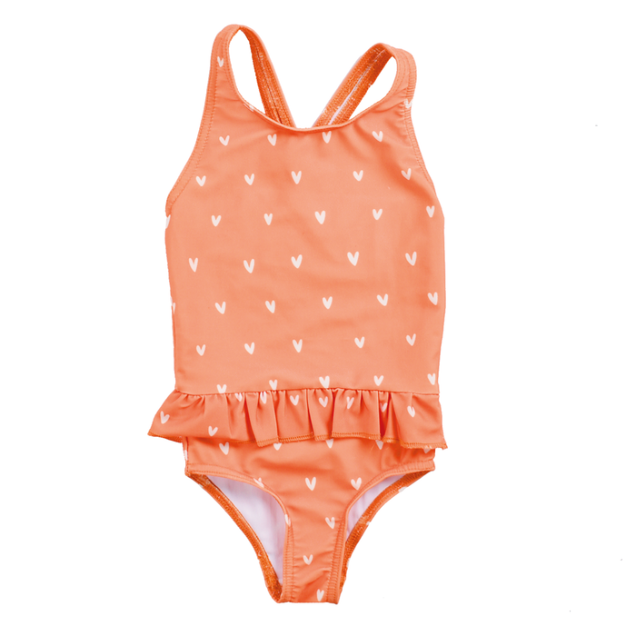 UV Swimsuit Girls - Orange Hearts