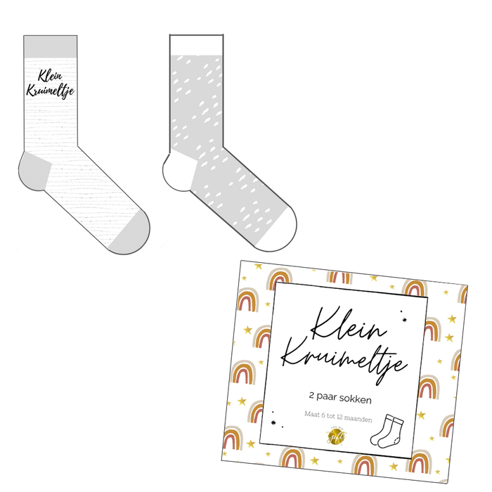 Baby socks in box 'Klein Kruimeltje' 2 pairs
