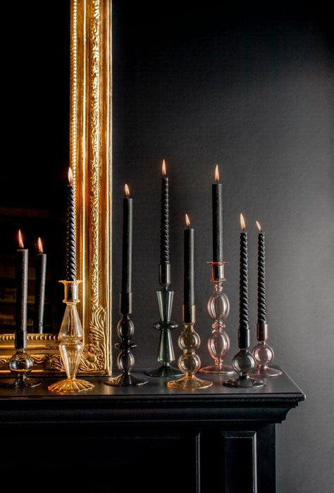 Abendessen-Kerzenhalter | Kerzenständer aus Glas Ø9x23cm Rosa