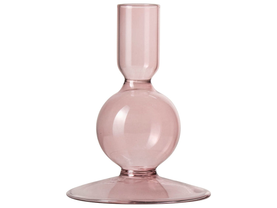 Dinner candle holder | Candlestick Glass Ø9x11cm Pink