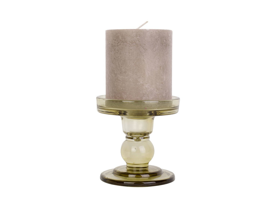 Kerzenhalter | Kerzenständer aus Glas – Moosgrün – 8,5 x 8,8 cm