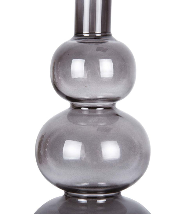 Candle holder | Candlestick Glass Layered Circles Large - Black - 20 x 10cm