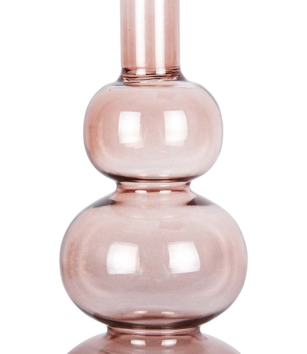 Candle holder | Candlestick Glass Layered Circles Large - Pink - 20 x 10cm