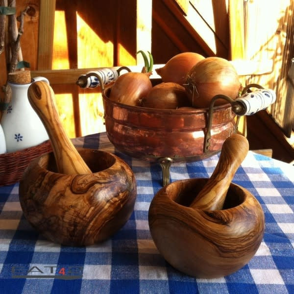 Mortar and Pestle Olive Wood - around 12 cm