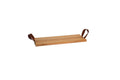 Serviertablett aus Buchenholz, 49 x 19,5 cm, Griff aus Leder