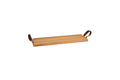 Serviertablett aus Buchenholz, 59 x 19,5 cm, Griff aus Leder