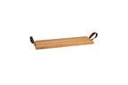 Serviertablett aus Buchenholz, 59 x 19,5 cm, Griff aus Leder