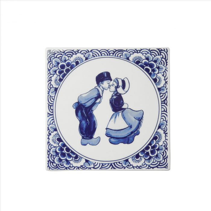 Tile delft blue - Kissing couple 13x13 cm