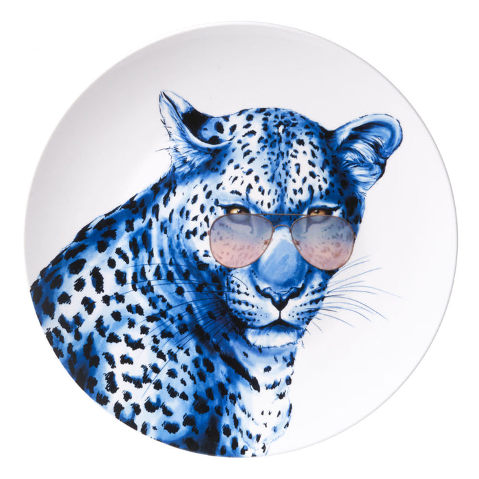 Wall plate Leopard with Glasses Ø 31 cm