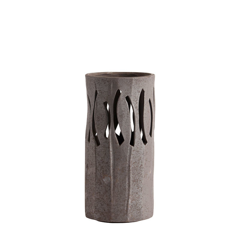 Gaia Lantaarn / Vaas S - Chocolate Stoneware - Ø12xH25 cm | Muubs