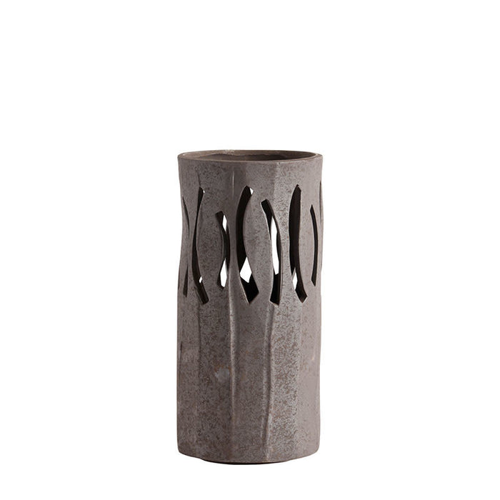Gaia Lantern / Vase S - Chocolate Stoneware - Ø12xH25 cm