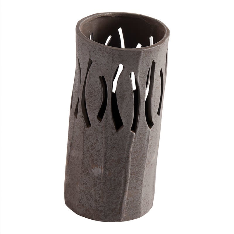 Gaia Lantaarn / Vaas S - Chocolate Stoneware - Ø12xH25 cm | Muubs