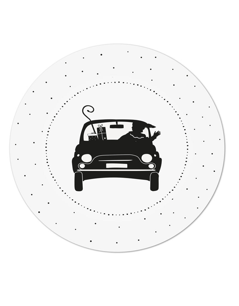 Muurcirkel Sinterklaas - Piet in de auto | Zoedt
