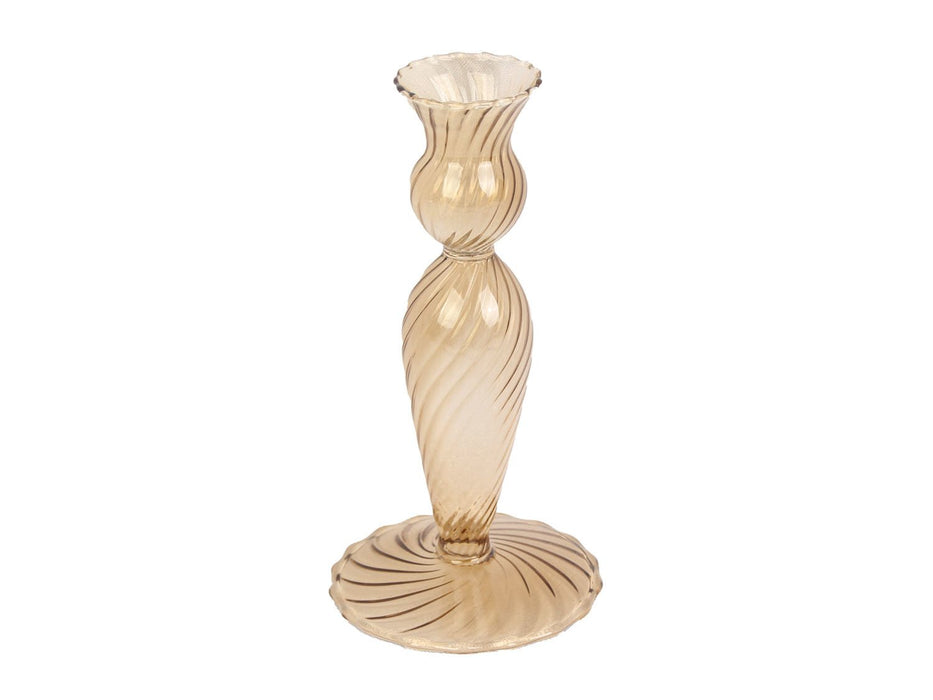 Candle holder Swirl - Sand Brown - 17cm
