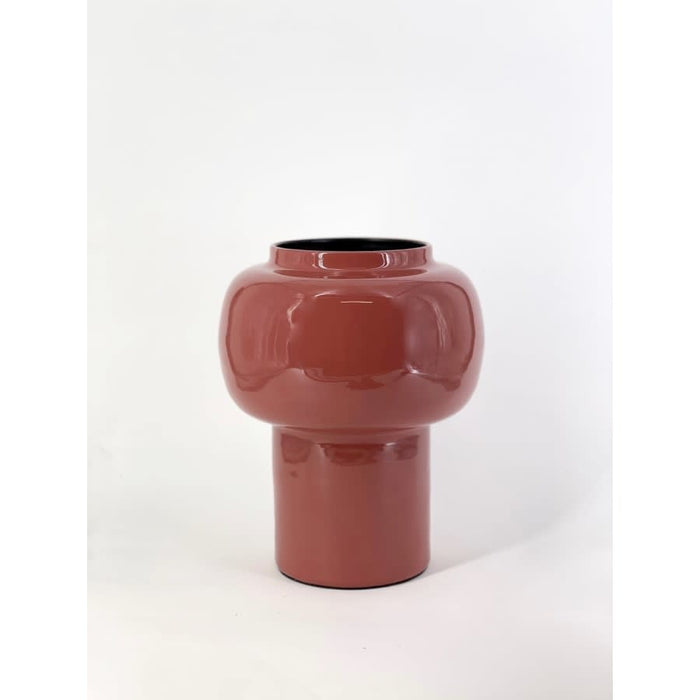 Vase Enamel Stone-Red - Ø 20 x 24 cm - Metal