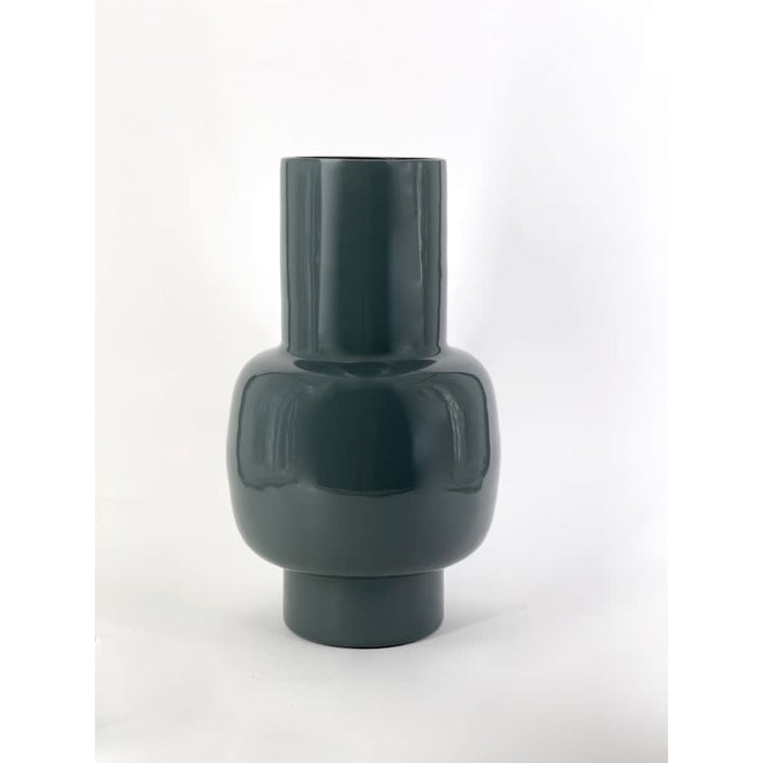 Vase Emaille hoch grün-grau - Ø 20 x 35 cm - Metall
