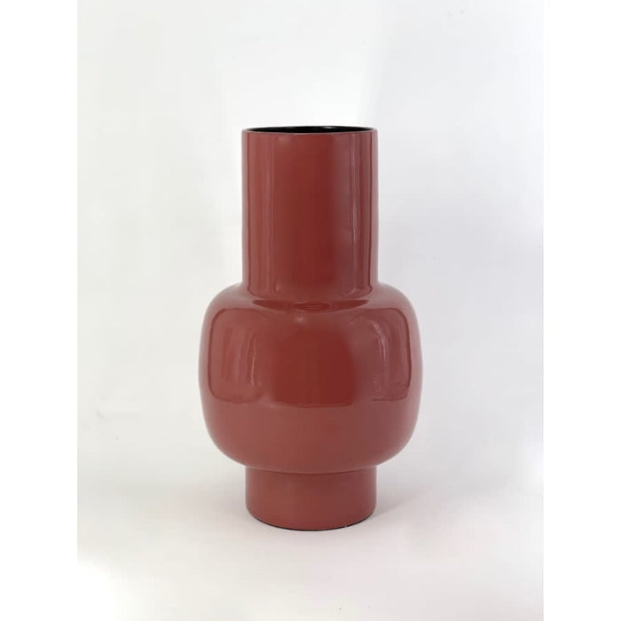 Vase Enamel Tall Stone-Red - Ø 20 x 35 cm - Metal