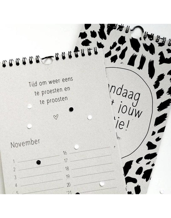 Birthday calendar Today is your party - gray board with quotes