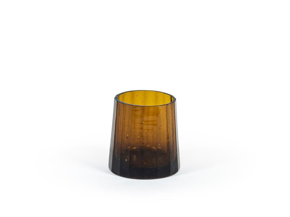 Tealight in cut glass - Amber