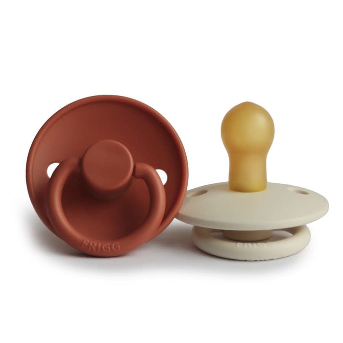 Frigg Pacifier - Classic - Latex - Set of 2 - T1 = 0-6 months - Cream/Rust