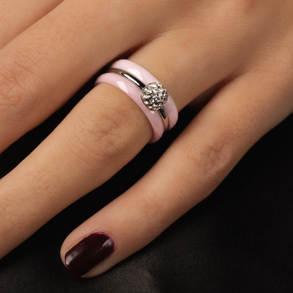Ring ceramic pink - diamond ptr