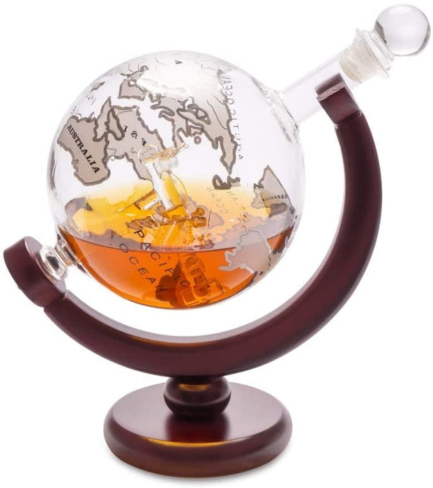 Whiskey-Dekanter – Globe Globe – Glas und Holz