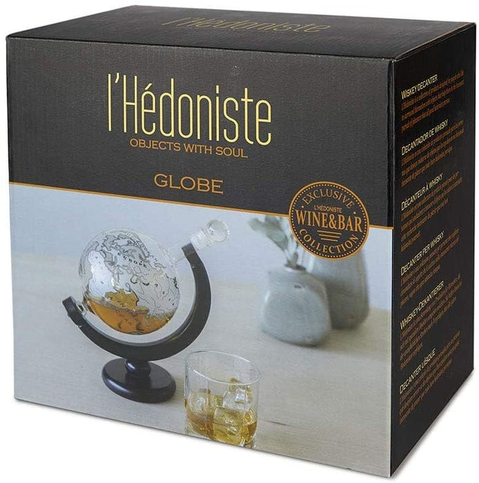 Whiskey Decanter - Wereldbol Globe - Glas en Hout