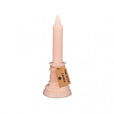 Rustic candlestick candle - Pink 25cm