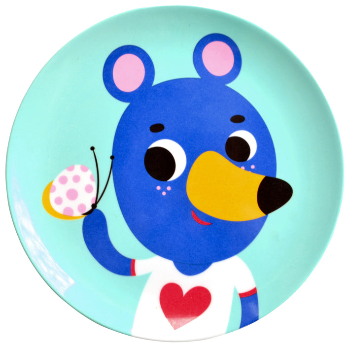 Melamine plate - Blue Bear - Mint