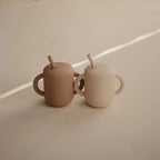 Silicone cup met rietje en handvaten | Natural | Mushie
