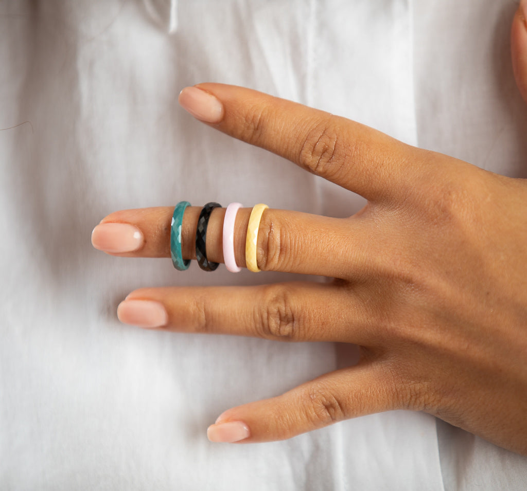 Ring ceramic pastel yellow - diamond ptr