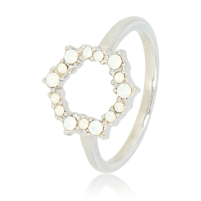 Ring Silver with quartz stones - white