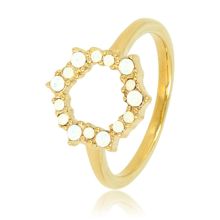 Ring Gold quartz stones - white