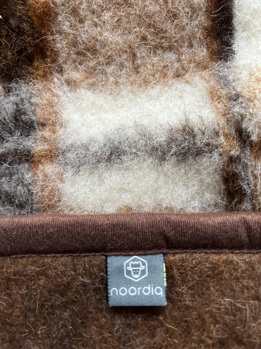 Plaid / Decke Thor - 100 % Wolle braun-weiß kariert