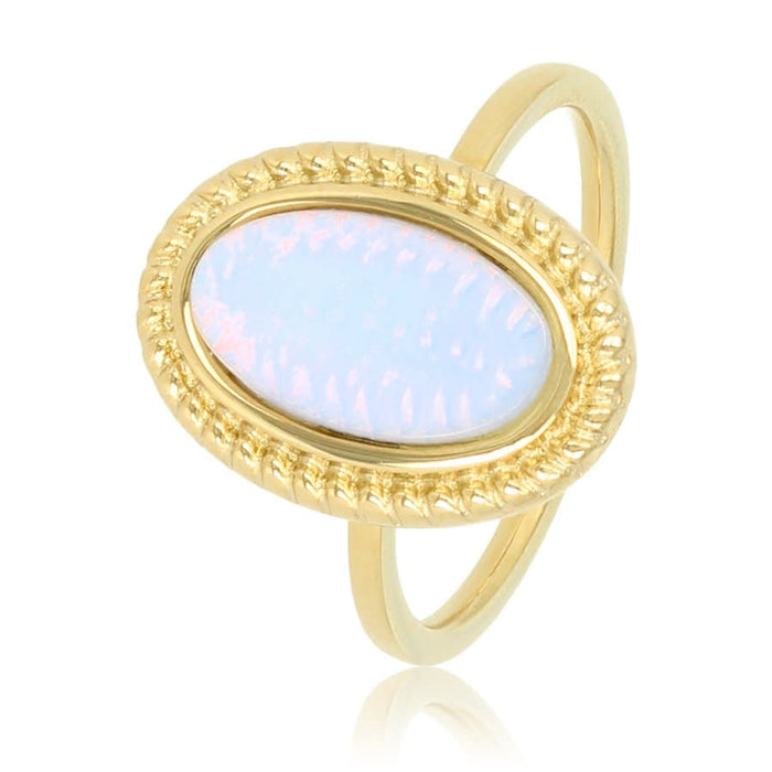 Ring Gold with quartz stone - white-blue
