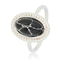 Ring Zilver met marmeren steen - zwart | My Bendel