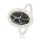 Ring Zilver met marmeren steen - zwart | My Bendel